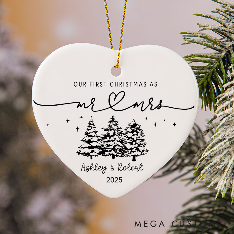 Personalized Housewarming First Christmas Ornament as Mr Mrs with Custom Name Year Wedding Decor