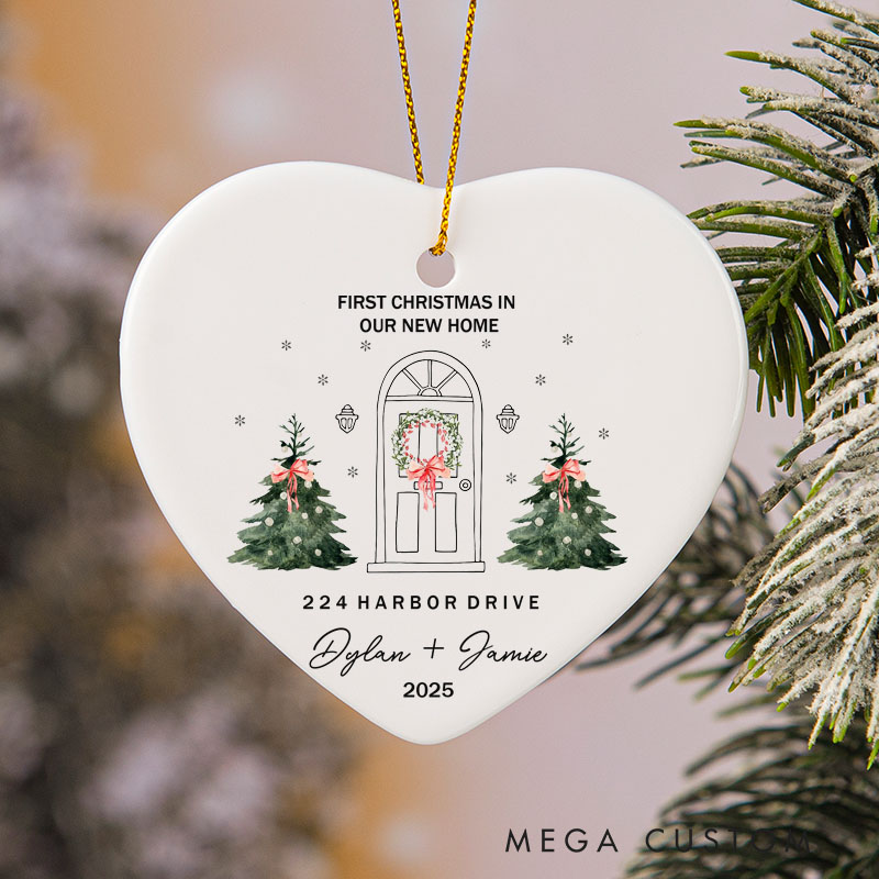 Personalized Housewarming First Christmas in Our New Home Ornament with Custom Name Address Year Couple Gift