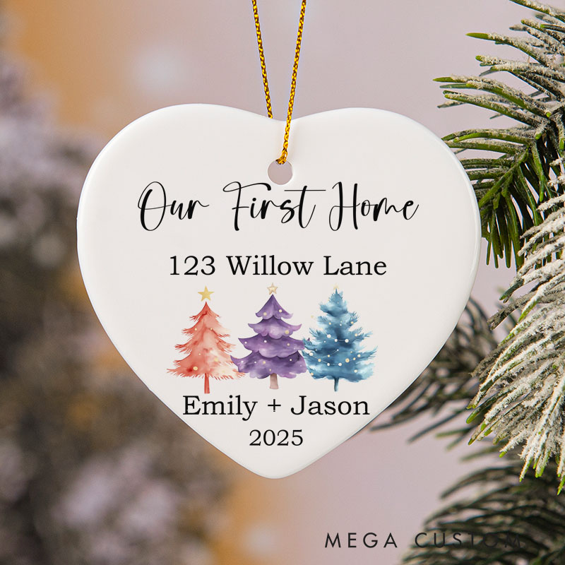 Personalized Housewarming Ornament for Our First Home with Custom Name Address Year Festive Decor