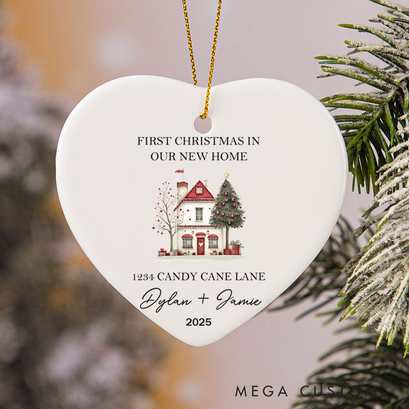 Personalized Housewarming First Christmas in Our New Home Ornament with Custom Name Address Year Couple Gift