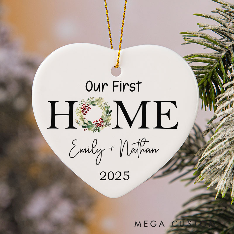 Personalized Housewarming Ornament for Our First Home with Custom Name Year Home Decor