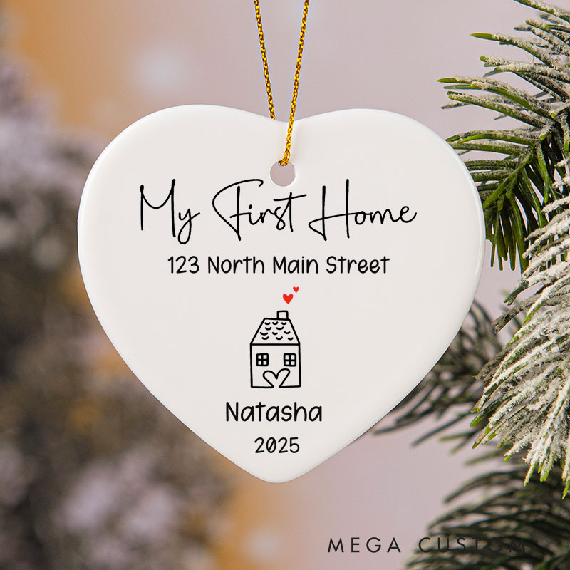 Personalized Housewarming Ornament for My First Home with Custom Name Address Year Festive Decor