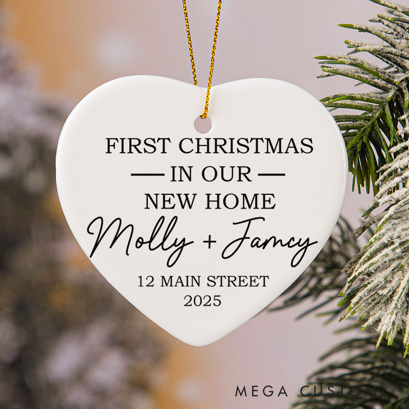 Personalized Housewarming First Christmas in Our New Home Ornament with Custom Name Address Year Couple Gift