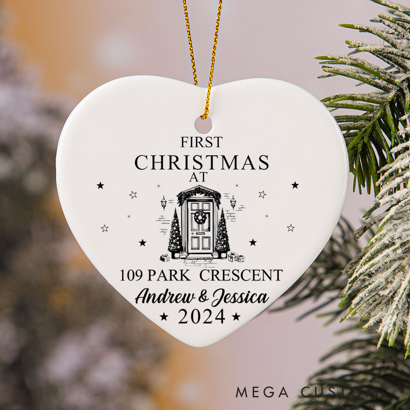 Personalized First Christmas at New Home Ornament Customizable Name Address Year Christmas Gift