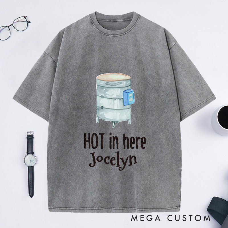 Personalized It's Getting Hot in Here Washed T-Shirts Ceramic Artist Shirt Potters Apparel Funny Kiln Tee