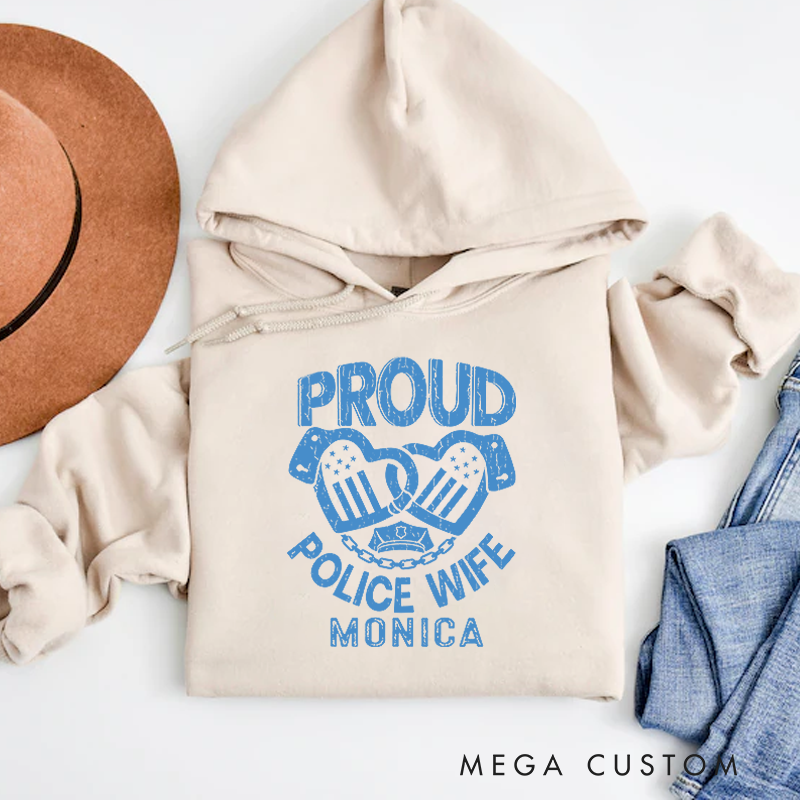 Personalized Hoodies for Policeman Proud Police Wife Hoodies Appreciation Gift for Police Officers