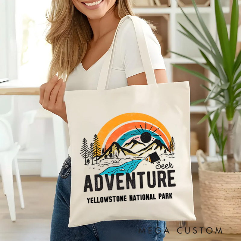 Personalized Seek Adventure Tote Bag Outdoor Explore Enthusiasts Bag Gift for Hiking Traveling 
