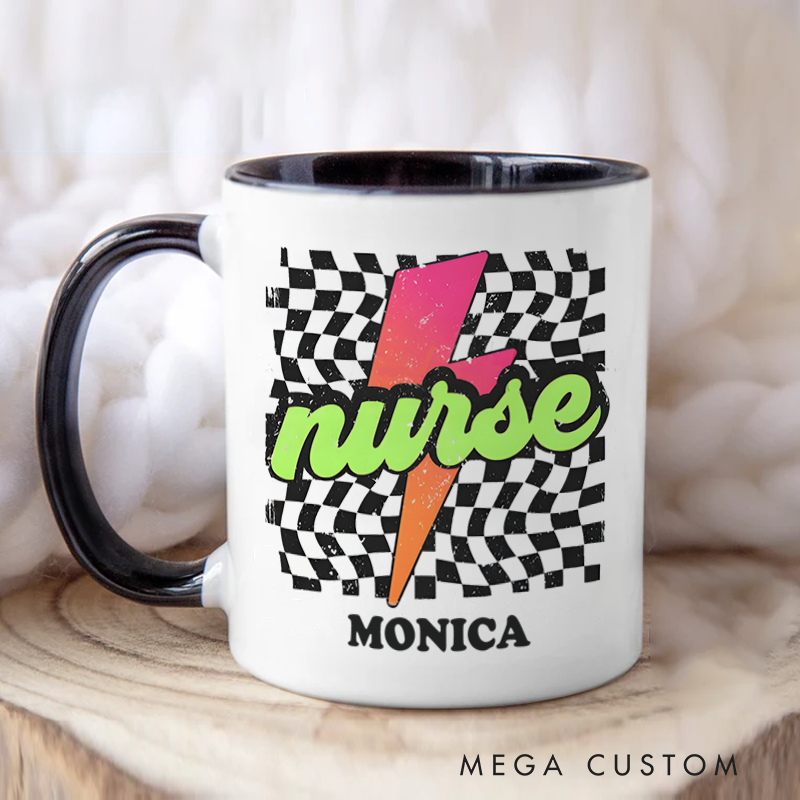 Personalized Nurse Mug Retro Nurse Lightning Design Coffee Mug Gift
