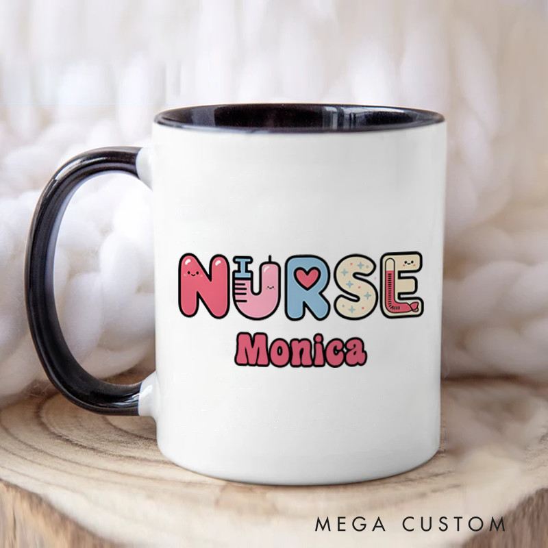 Personalized Nurse Mug Cute Nurse Lettering Design Coffee Mug Gift