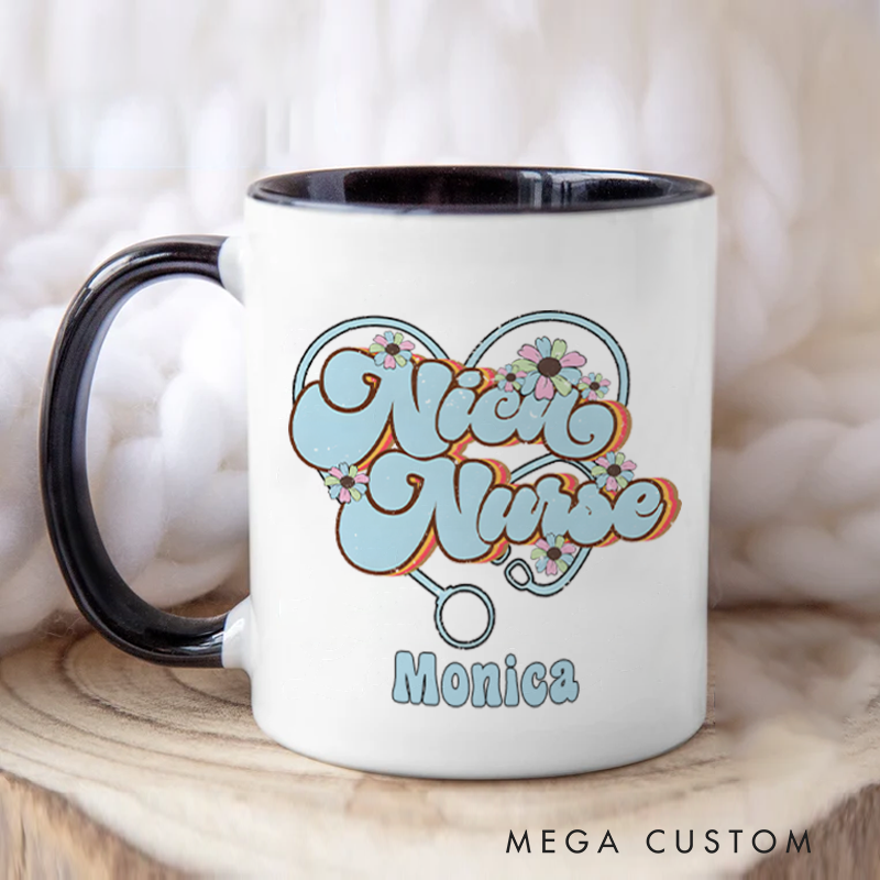 Personalized Nurse Mug Nice Nurse a Heart of Care Design Coffee Mug Gift