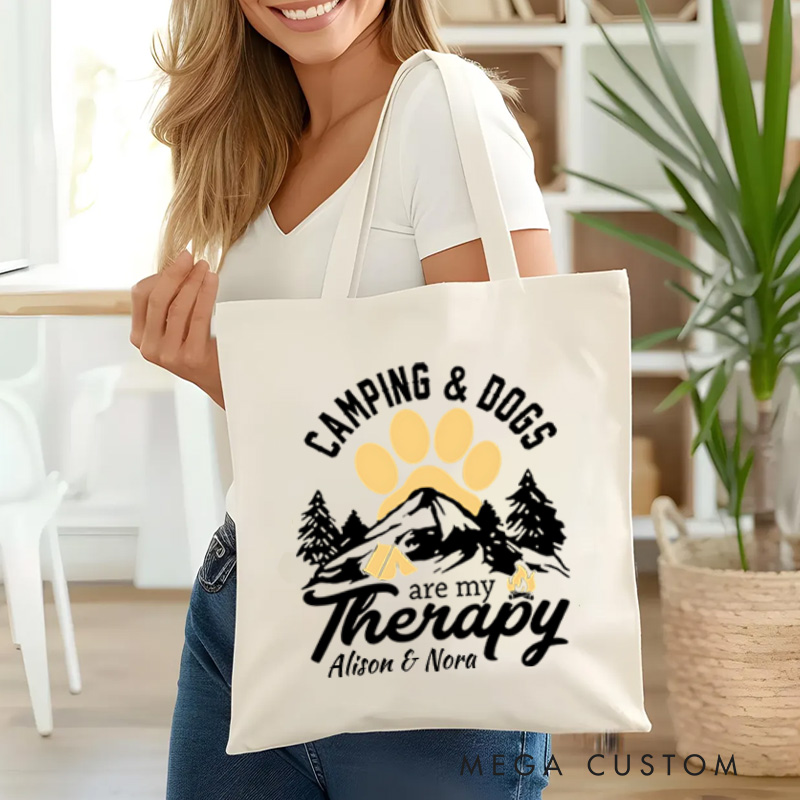 Personalized Camping and Dogs Tote Bag Gift for Nature Lovers Bag Camping Hiking Traveling 