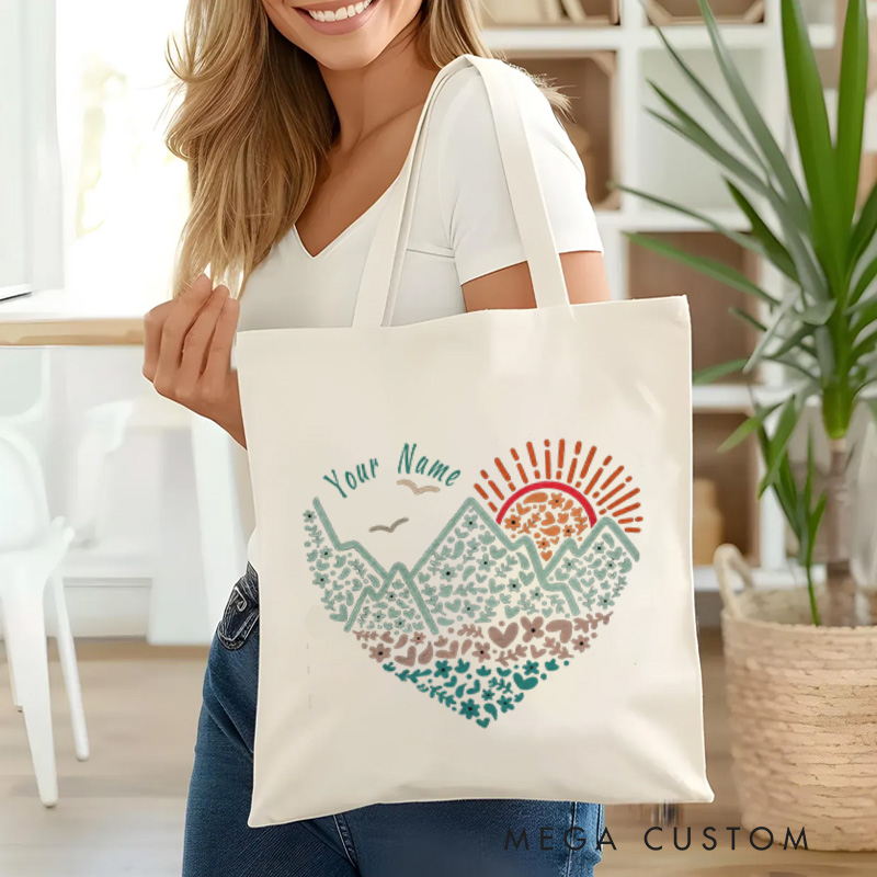 Personalized Heart of Nature Tote Bag Gift for Nature Lovers Bag Camping Hiking Traveling 