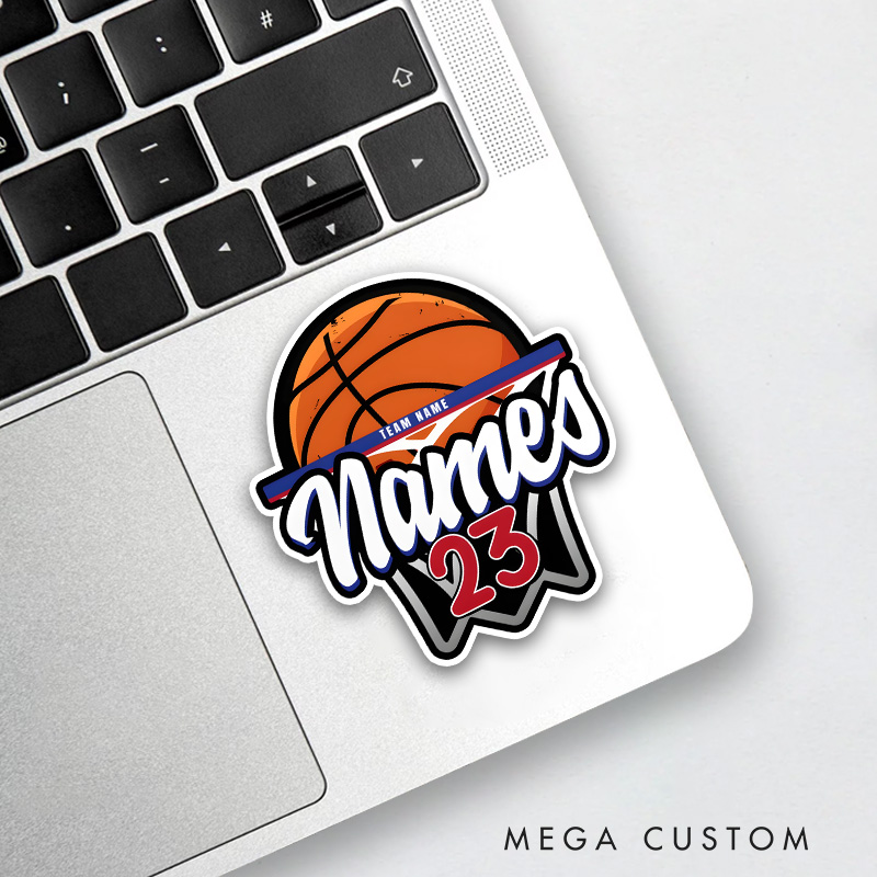 Personalized Basketball Decal with Custom Name Number and Team Name Hoop Inspired Design for Players and Fans