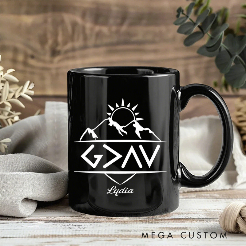 Personalized God Is Greater Than the Highs and the Lows Ceramic Mug with Name Religious Gift Birthday Gift for Christians