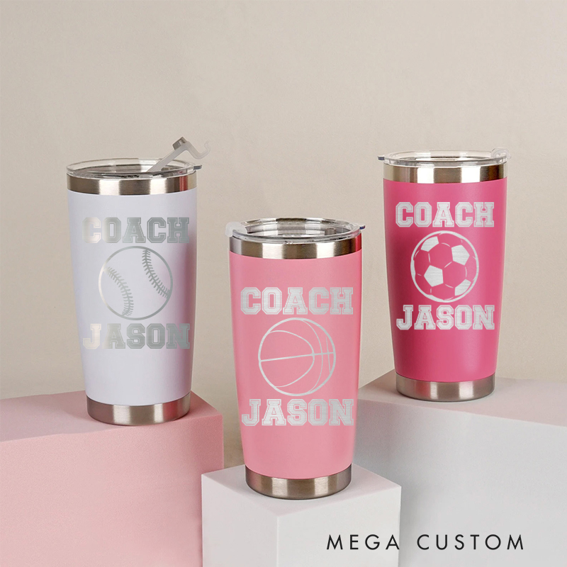 Personalized Tumbler with Custom Name and Sport Icon
