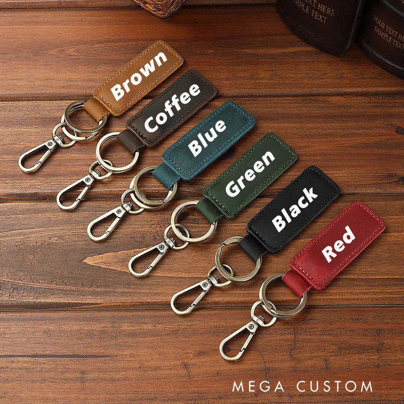 Personalized Leather Hockey Keychain with Custom Name and Number