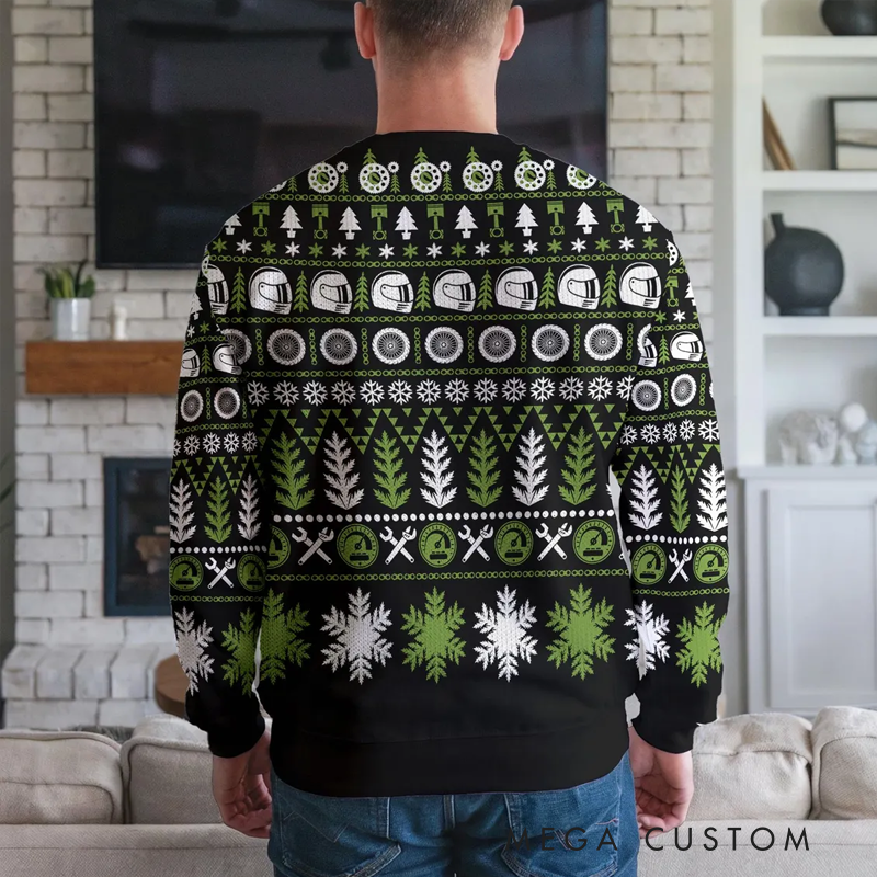 Personalized Motorcycle Racing Ugly Christmas Sweater Unique Bikers and Racing Enthusiasts Holiday Gift 