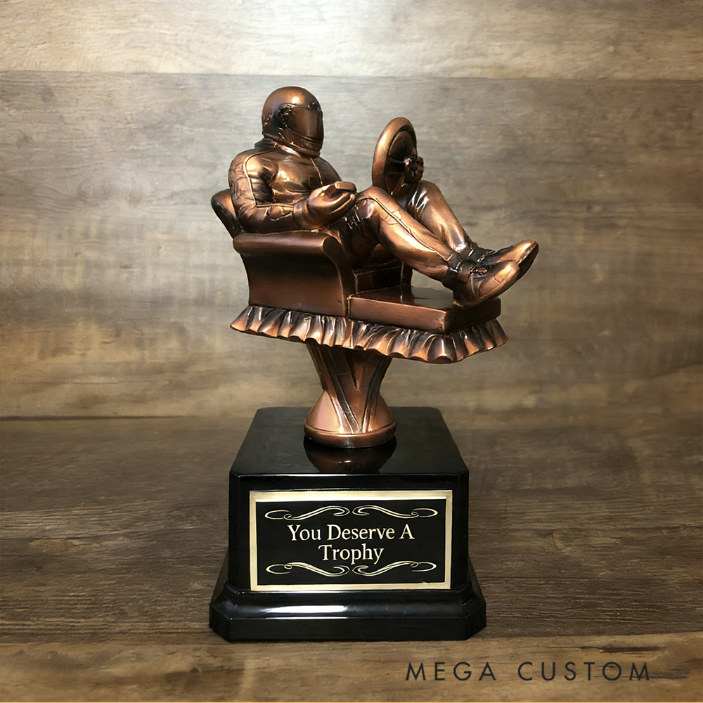 Personalized Relaxing Racer Trophy Unique Gift for Motorsport Enthusiasts
