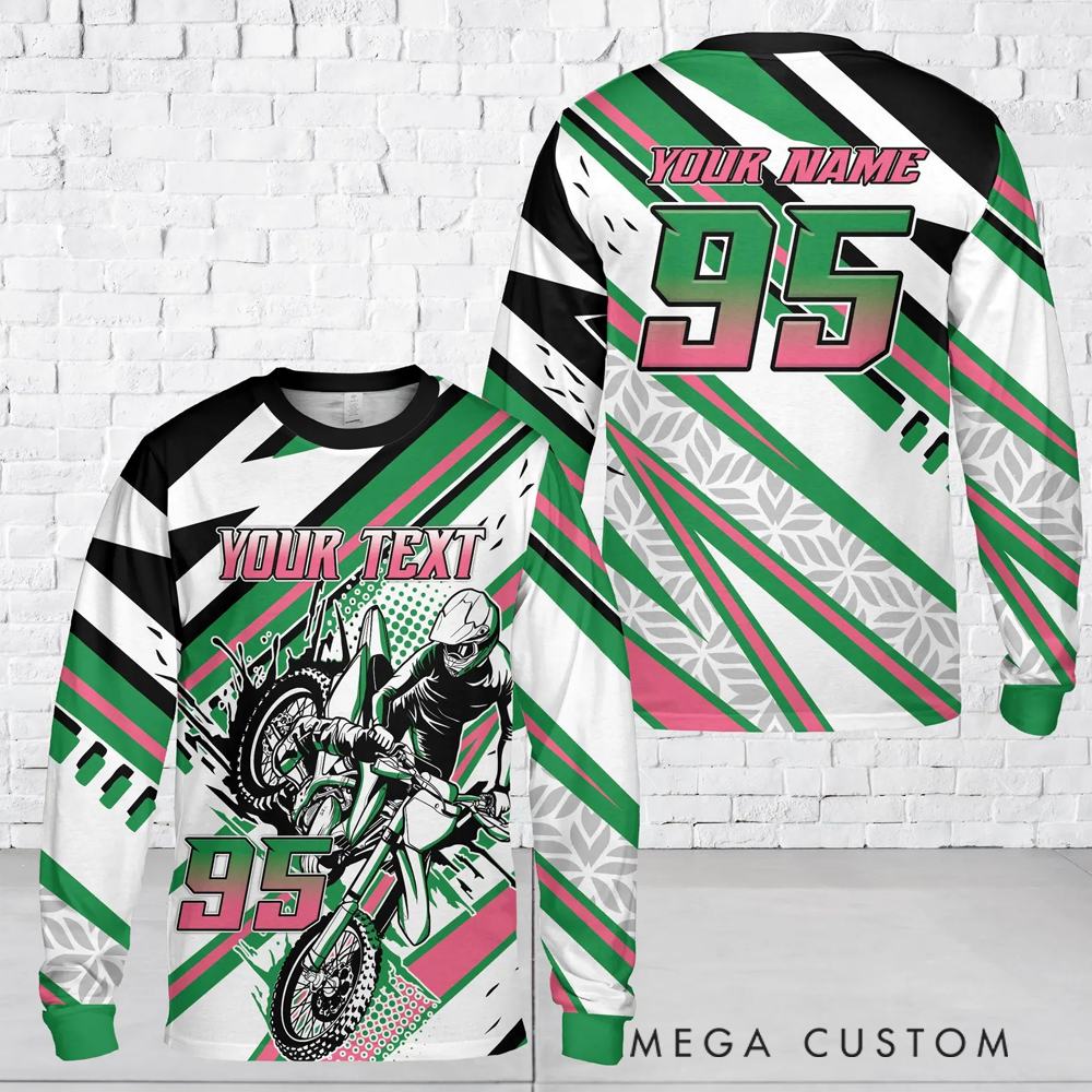 Personalized Motocross Racing Jersey Custom Mesh Knit Off-Road Shirt with Rider Graphics