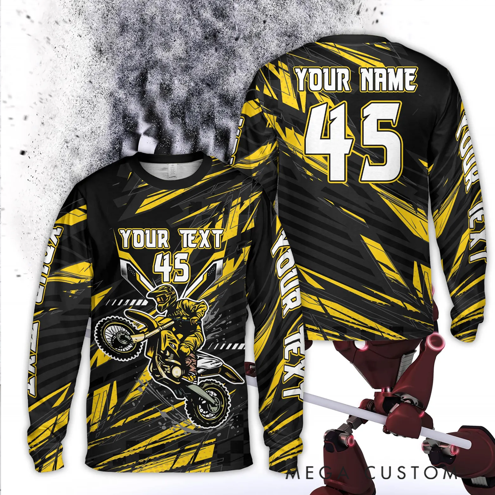 Personalized Motocross Racing Jersey Custom Mesh Knit Off-Road Shirt with Dynamic Rider Design