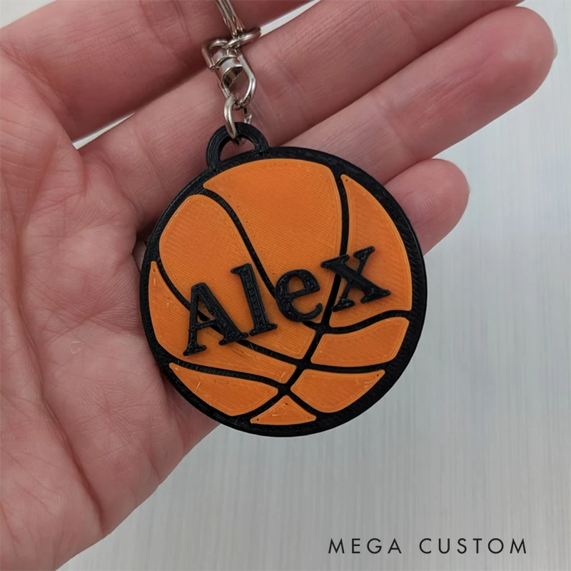 Personalized Basketball Keychain with Custom Name and Bold Design Perfect for Players and Sports Fans