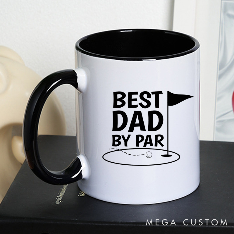 Personalized Golf Mug with Customizable Title Thoughtful Gift for Golf Enthusiasts Durable Ceramic Mug with Two Tone Handle and Stylish Golf Design