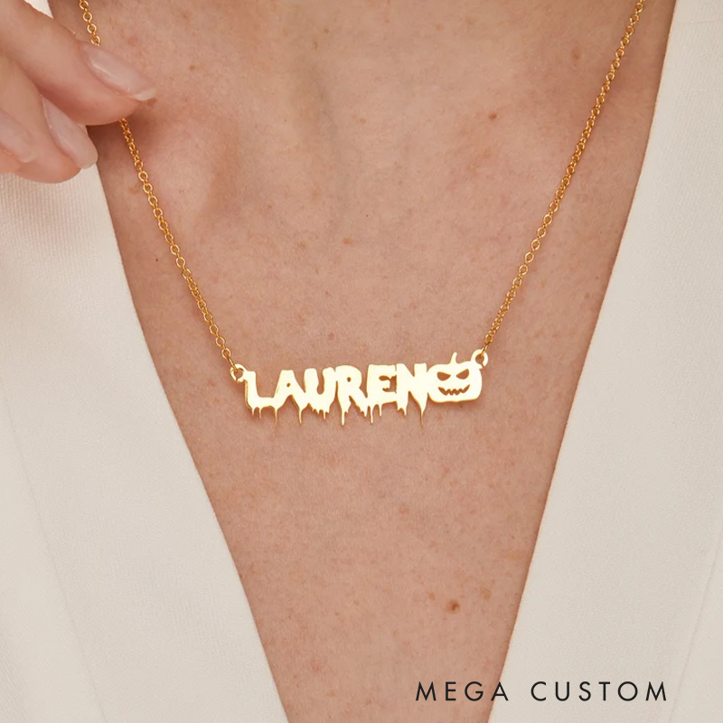 Personalized Halloween Jewelry with Name Gifts for Her