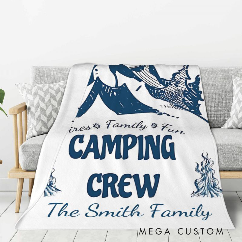 Personalized Fires Family Fun Camping Crew Throw Blanket Gift for Camping Hiking Lovers