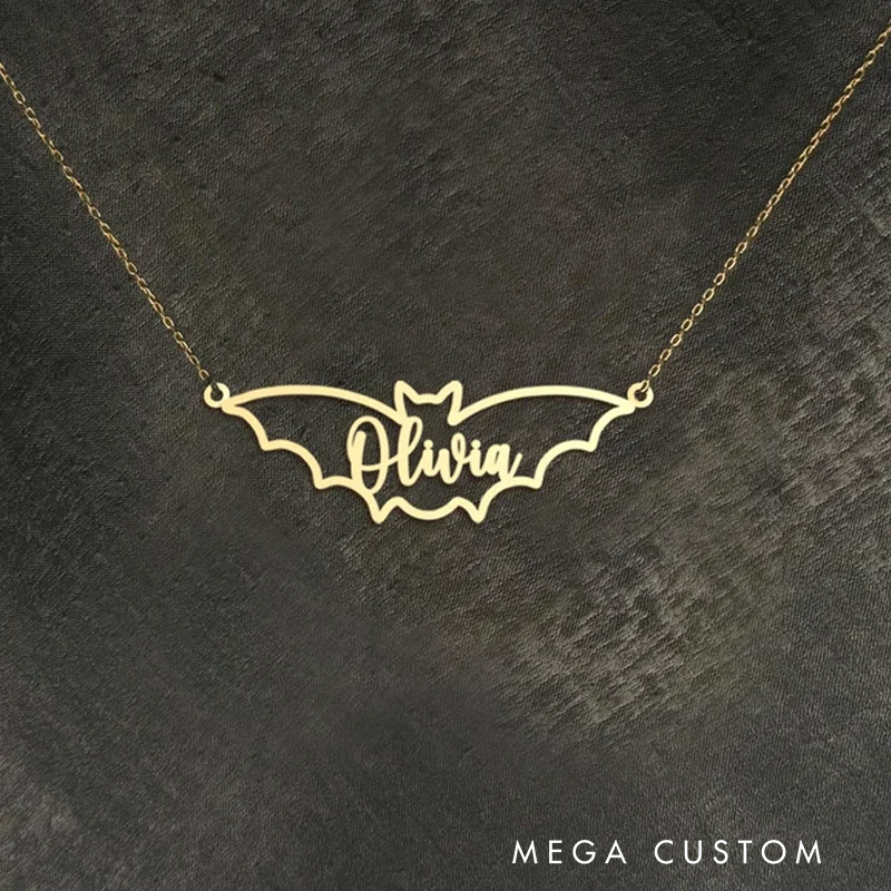 Personalized Bat Necklace Spooky Halloween Design Perfect for Adding a Touch of Festive Fun
