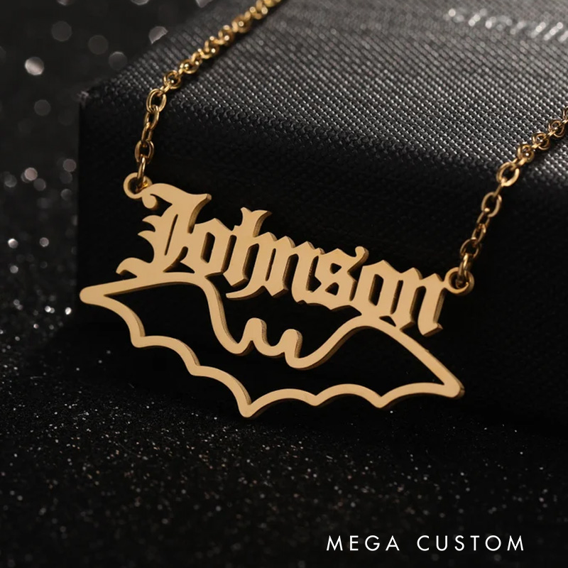 Personalized Bat Necklace Gothic Perfect for Halloween and Bold Statement Style