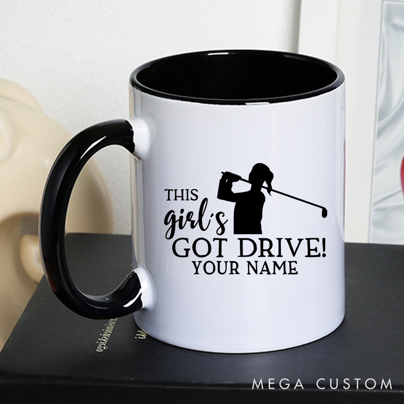 Personalized Golf Mug with Custom Name This Girl’s Got Drive Inspirational Golf Design for Women Golf Enthusiasts