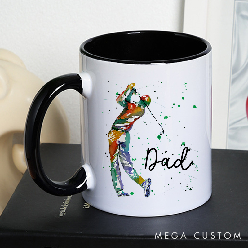 Personalized Golf Mug with Customizable Title Durable Ceramic and Two Tone Handle Perfect Gift for Golf Enthusiasts