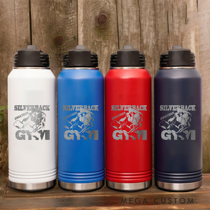 Personalized Gym Water Bottles with Iconic Logo with Gorilla and Strength Focused Theme for Fitness Enthusiasts Bodybuilders and Gym Lovers