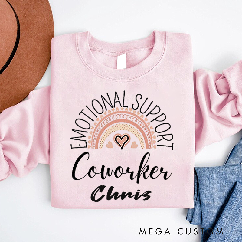 Personalized Office Worker Sweatshirt Emotional Support Coworkers with Boho Style Rainbow Appreciation Gift for Coworkers