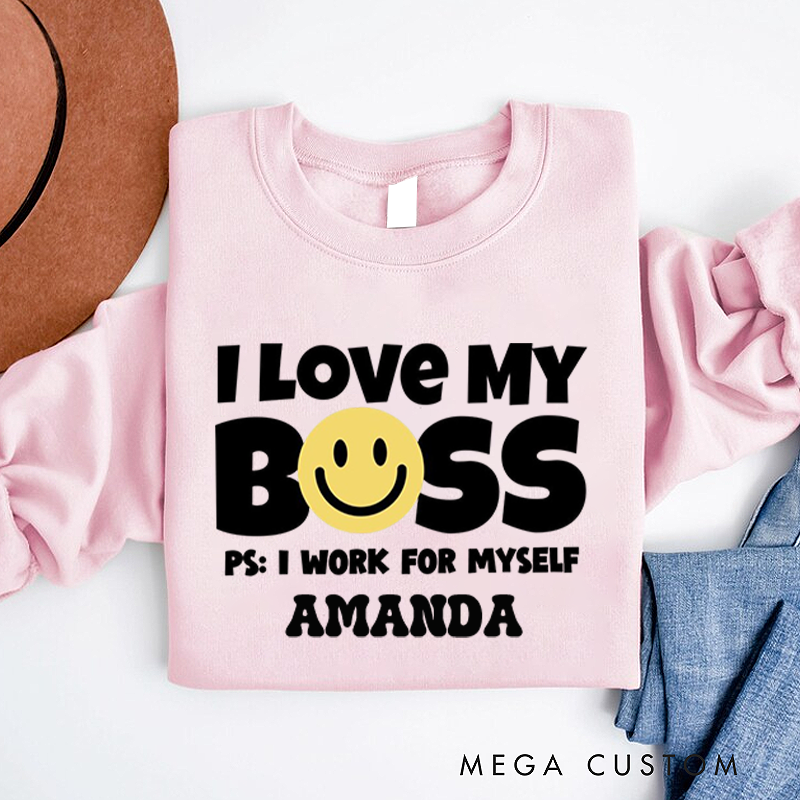 Personalized Office Worker Sweatshirt I Love My Boss Appreciation Gift for Coworkers
