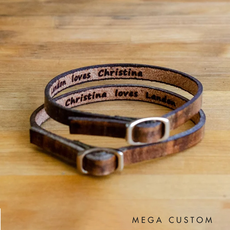 Personalized Leather Bracelet Single Wrap Leather Bracelet Gift for Him