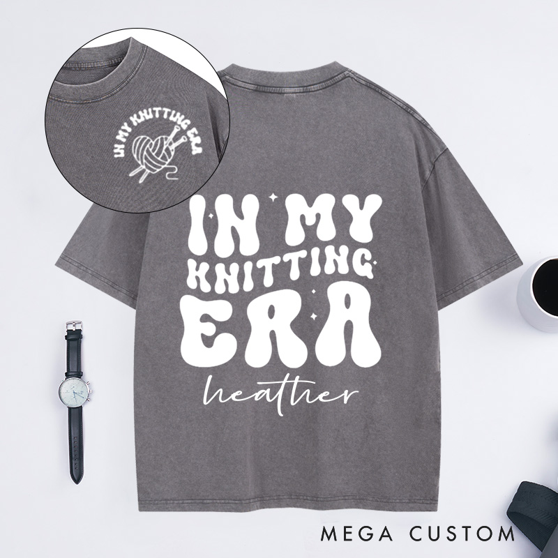 Personalized In My Knitting Era Washed T-Shirts Knitting Shirt Cute Knitting T-Shirt Knitting Gift Love to Knit Knitting Lover Shirt Knitter Tee