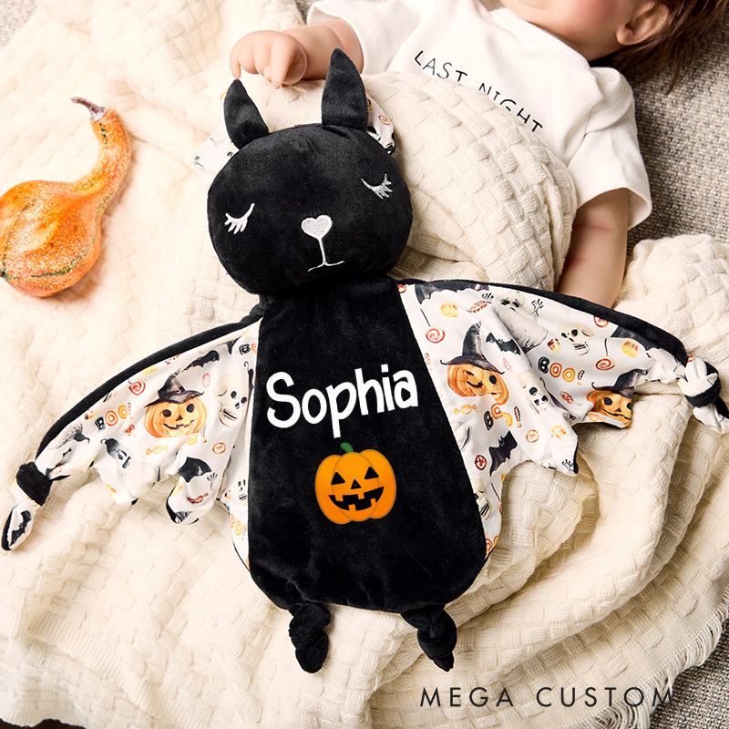 Personalized Baby Bat Security Blanket Lovey Animal Blanket New Baby Girl Boy Gift