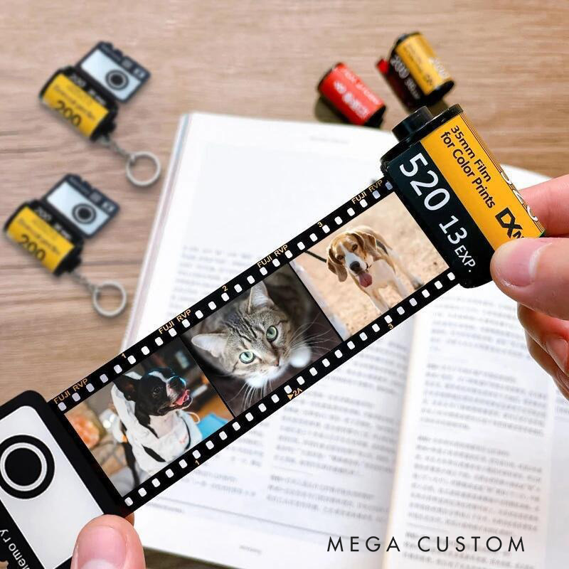 Personalized Photo Keychain Film Roll Camera Roll Keyring Custom Camera Film Keychain Anniversary Gift for Him for Photography Lovers Memory Gift