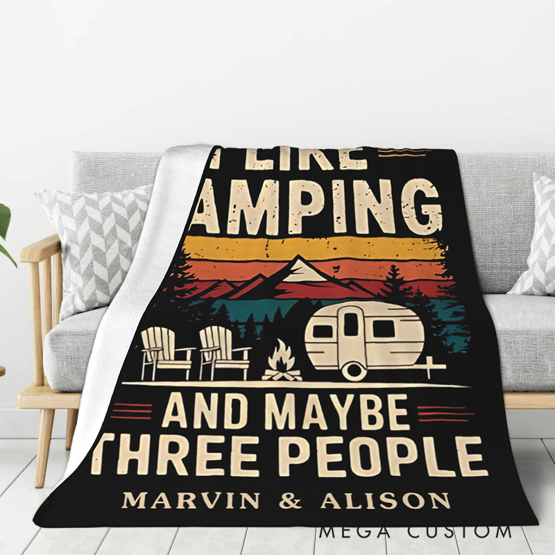 Personalized Funny Camping Throw Blanket Outdoor Adventure Blanket Gift for Travel Hiking Lovers