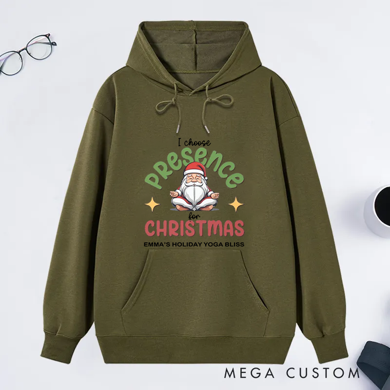 Personalized Christmas Classic Hoodie with Santa Yoga Design Custom Name Gift Idea for Yoga Lover