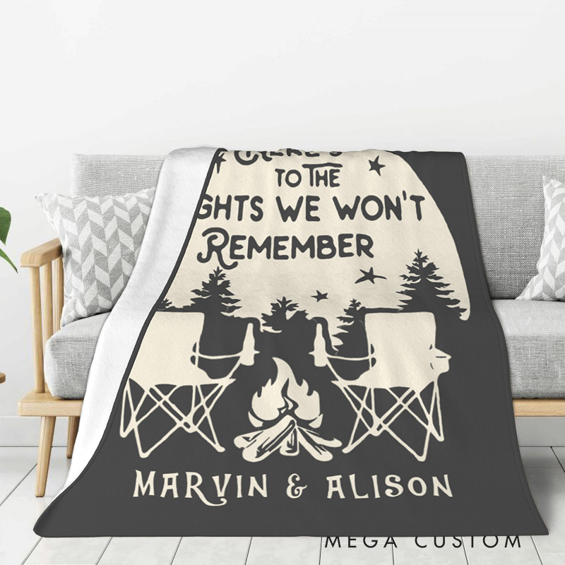 Personalized Camping Nights Throw Blanket Outdoor Campfire Blanket Gift for Travel Hiking Lovers