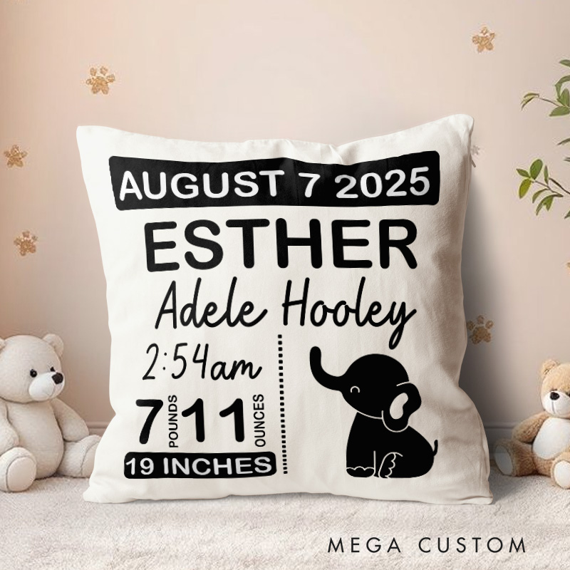 Personalized Birth Announcement Baby Pillow Rustic Home Decor Nursery Decor
