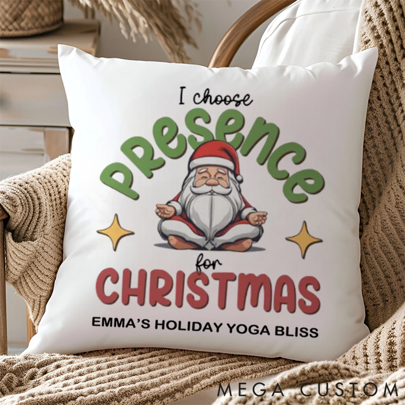 Personalized Christmas Yoga Pillows with Santa Meditation Design Custom Name Yoga Pillows Gift Idea for Yoga Lover