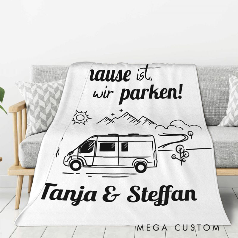 Personalized Camper Adventure Throw Blanket Outdoor Blanket Gift for Travel Hiking Lovers