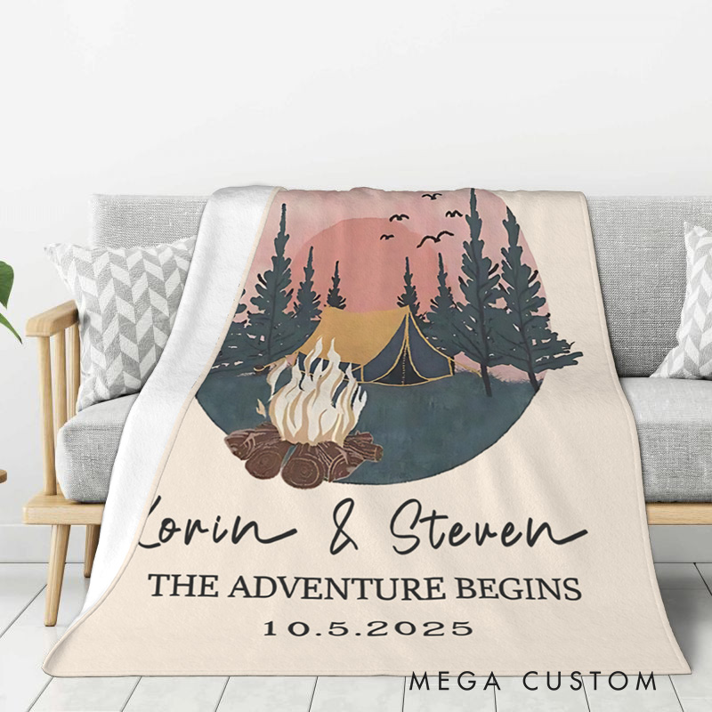 Personalized Outdoorsy Couple Throw Blanket Nature Adventure Lovers Blanket Gift for Hiking Lovers