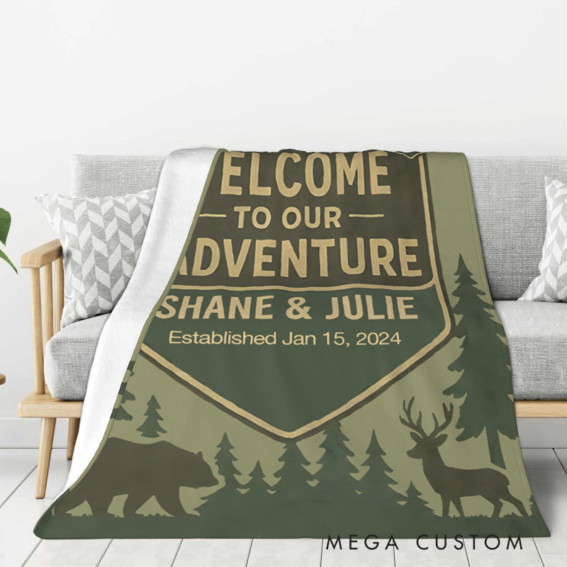 Personalized Adventure Throw Blanket National Park Couple Blanket Gift for Travel Hiking Lovers