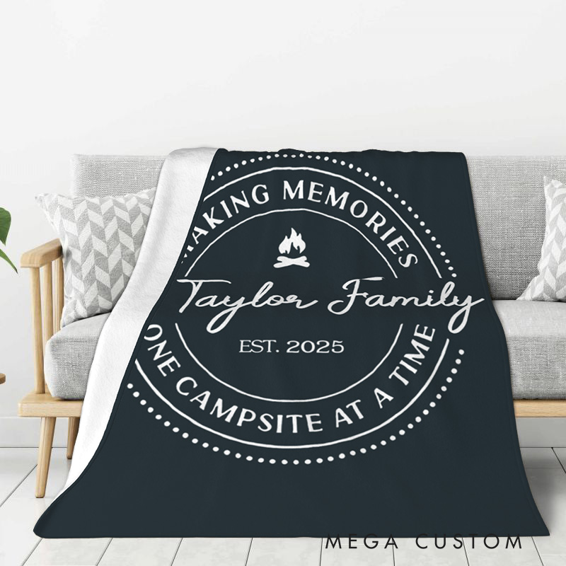 Personalized Adventures Camping Family Throw Blanket Nature Lovers Blanket Gift for Hiking Lovers