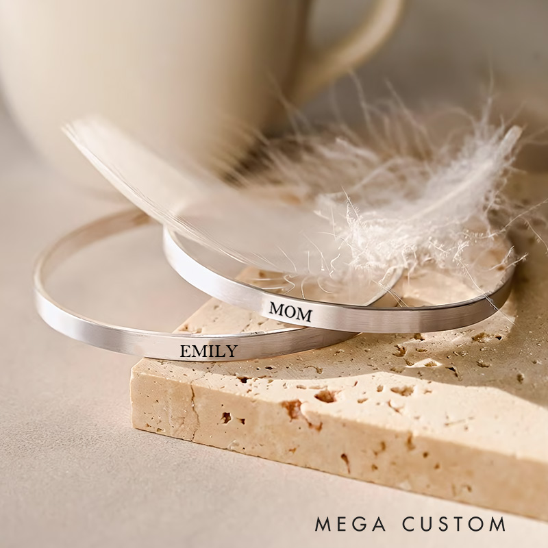 Personalized Slim Bracelets for Women Bangle Bracelet Gift for Mom