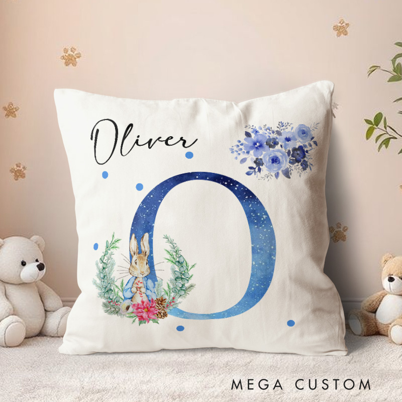 Personalized Peter Rabbit Baby Throw Pillow Birthday Gift for Baby Easter Gift